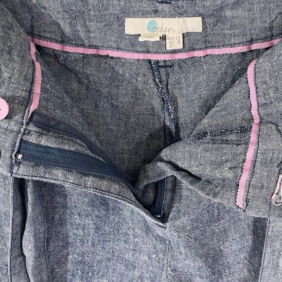 BODEN Women’s Cora Blue Linen Belted Bow Tie Short size 8 - Picture 7 of 7